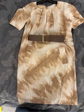 Michael Kors Tie-Dye abstract leather belted dress.